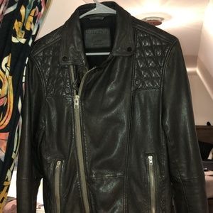 All Saints Conroy Leather Jacket Black Size Small